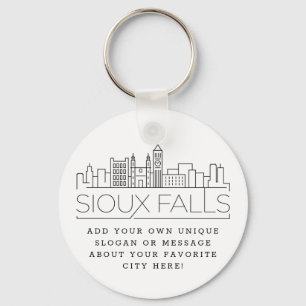 Sioux Falls Stilistische Skyline  Benutzerdefinier Schlüsselanhänger