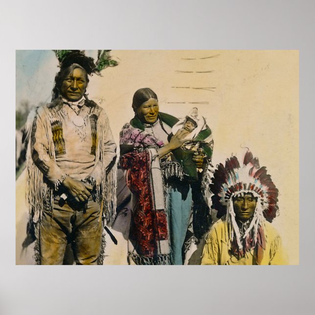 Sioux Indian Gray Eagle and Family Stereoview Post Poster (Vorne)