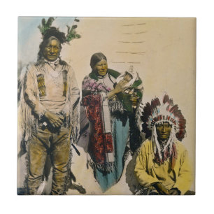 Sioux-Indianer Grey Eagle und Familie Stereoview Fliese