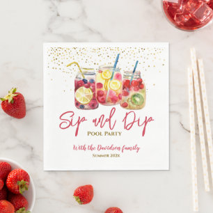 Sip and Dip Fruit Cocktail Pool Party Serviette