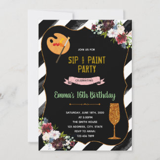Sip and paint 16. einladung