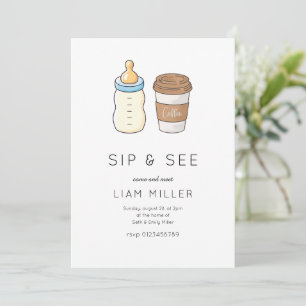 Sip and See Baby Shower Minimalistische Babyparty Einladung