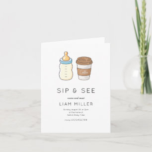 Sip and See Baby Shower Minimalistische Babyparty Einladung