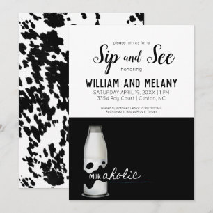 Sip and See: Eine "Milkaholic" gemischte Babyparty Einladung