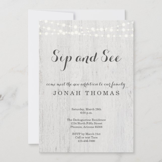 Sip and See Invitation - Gender Neutral Einladung (Vorderseite)
