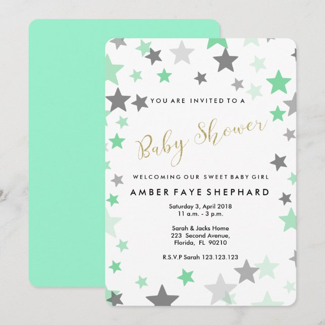 Sip and See lade, new baby, Welcome Party Einladung (Vorne/Hinten)