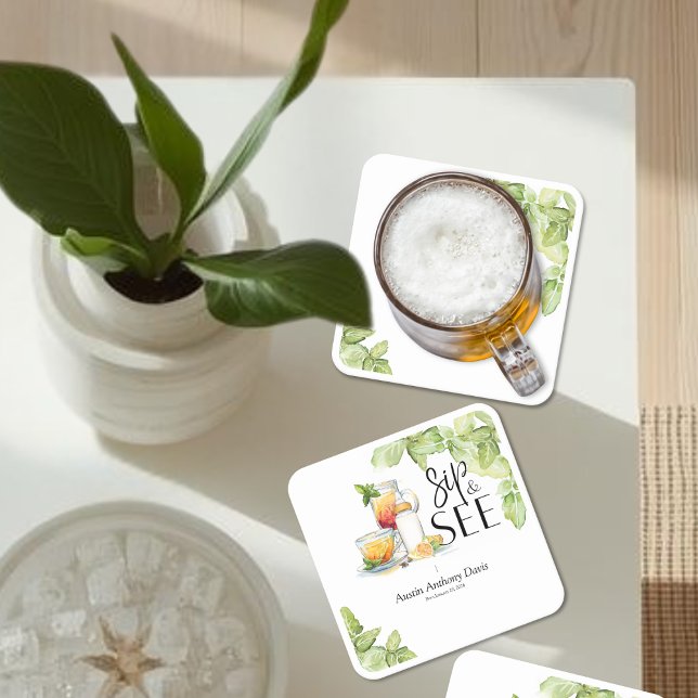 Sip and See Meet The Baby Rechteckiger Pappuntersetzer (Von Creator hochgeladen)