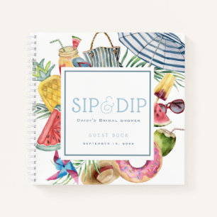 Sip & Dip Pool Party Blaues Brautjungfernabschied- Notizbuch