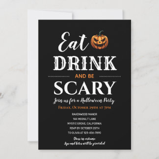 Sip, Fest & Fright: Moderne Halloween-Typografie Einladung