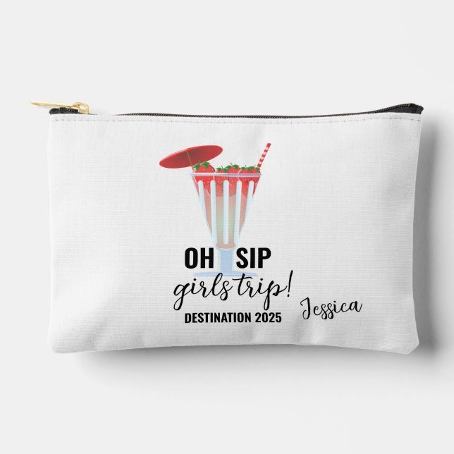 Sip Girls Trip, Girls Trip Bag, Personalisiert sei Zubehörtasche (Vorderseite)