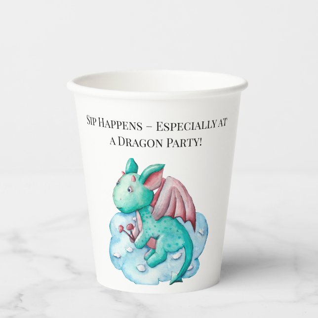 Sip Happens - Besonders bei einem Dragon Party! Pappbecher (Vorderseite)