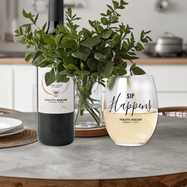 Sip Happens Divorce Weinglas Ohne Stiel (Divorce Theme Wine Glass)