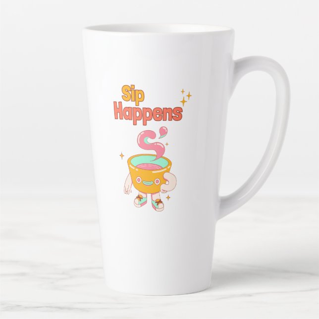Sip Happens Humor Latte Mug Milchtasse (Rechts)