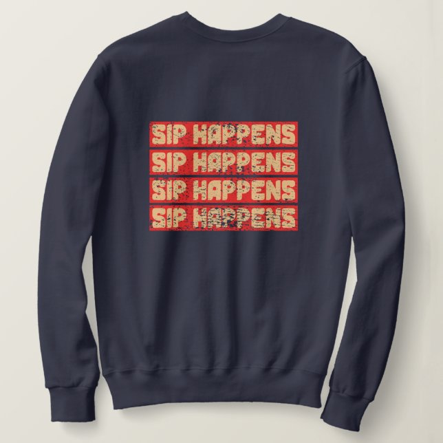 Sip Happens – Lustiger Panda Boba Retro-Stil Sweatshirt (Design Rückseite)