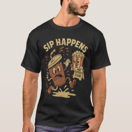 SIP HAPPENS Vintager Cartoon T-Shirt