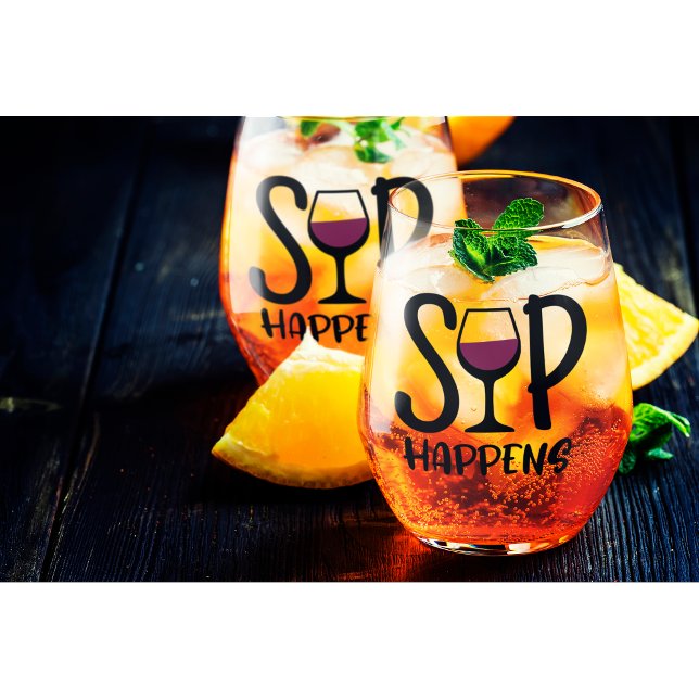 Sip Happens Wine Glass Set Weinglas Ohne Stiel (Von Creator hochgeladen)