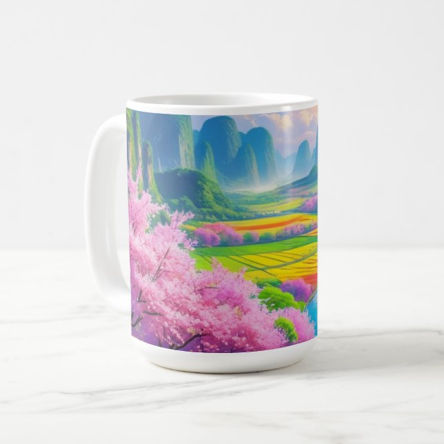 "Sip Into Spring - Landschaftliches Blossom Kaffeetasse (Vorderseite Links)