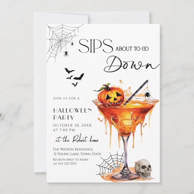 Sip kurz davor, Halloween herunterzufahren Einladung (Vorderseite)