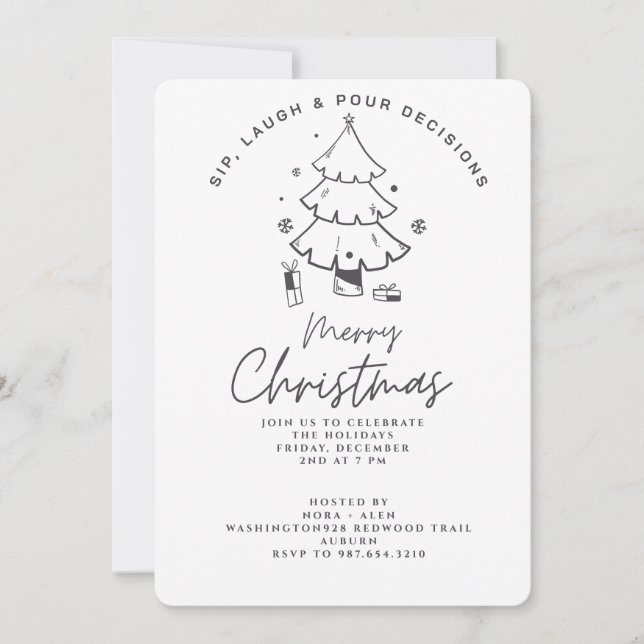 SIP, LAUGH & POUR DECISIONS CHRISTMAS PARTY EINLADUNG (Vorderseite)