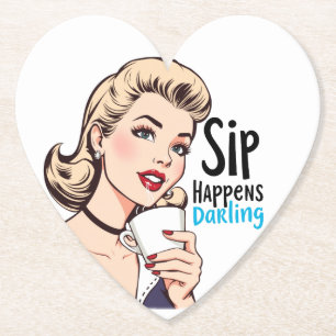 Sip passiert, Darling Sassy Retro Untersetzer