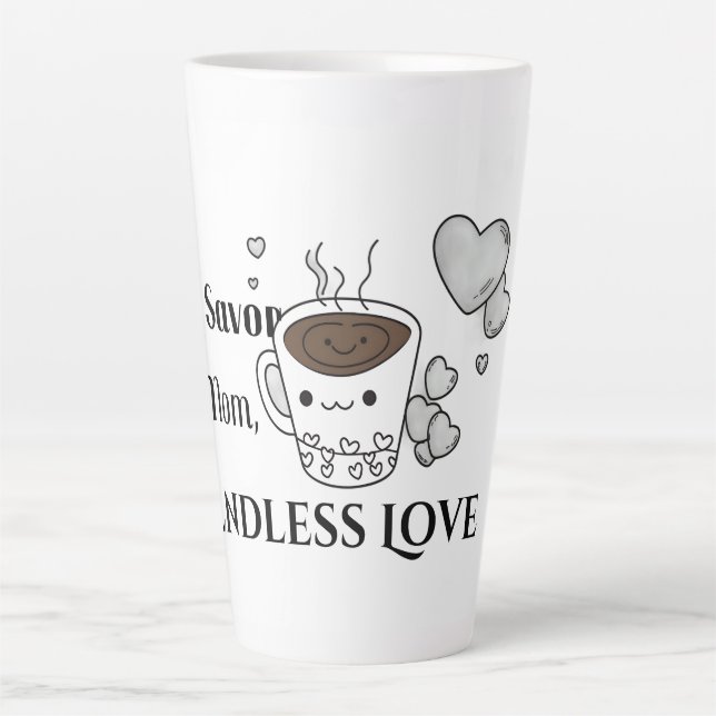 Sip Savour Love Mom Latte Mug Milchtasse (Vorderseite)