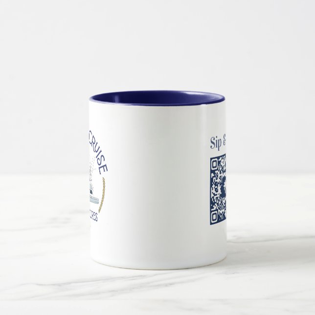 Sip & Sea Coffee Mug with QR Code Tasse (Zentrum)