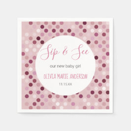 Sip & See Baby Girl Dusche Pink Polka Dots Serviette