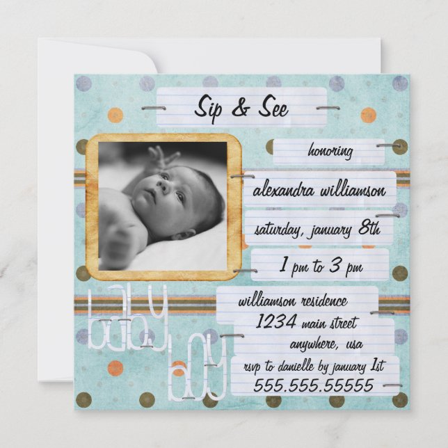 Sip & See Baby Invitation (Devant)
