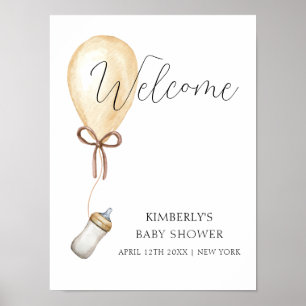 Sip & See Balloon Flasche Babydusche Willkommen Poster