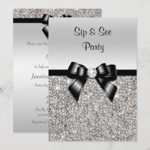 Sip & See Party Silver Sequins Schwarze Bow