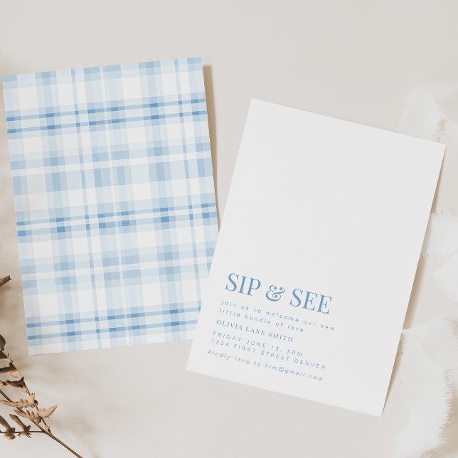 Sip simple et voir Invitation de fête avec Plaid (Créateur téléchargé)