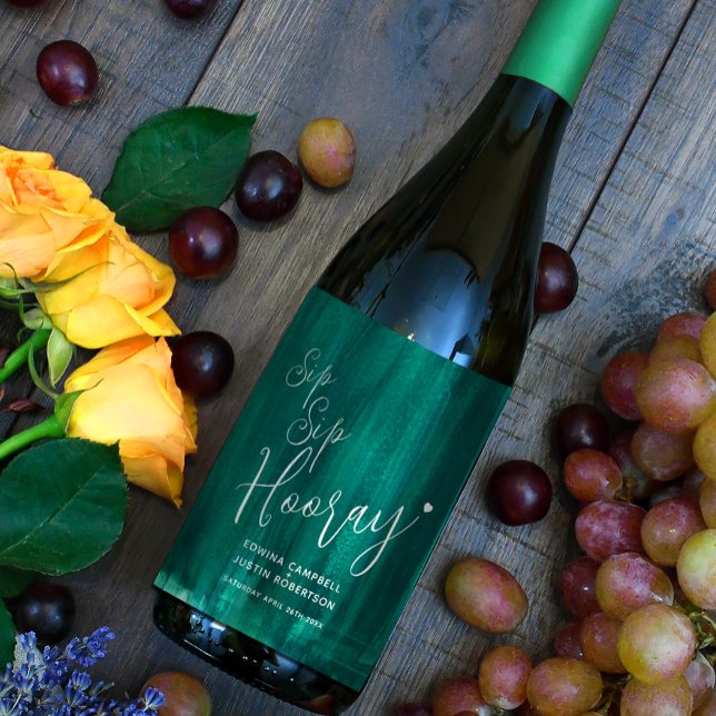 Sip Sip honay mariage émeraude étiquettes vin vert (Créateur téléchargé)