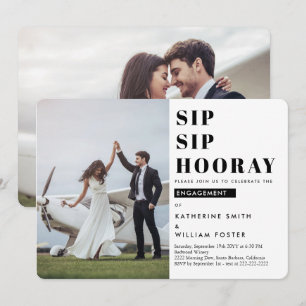 Sip Sip Hooray 2 Foto Hochzeitseinladung Save The Date