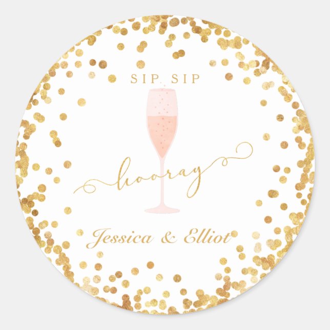 Sip Sip Hooray Bachelorette Verlobung Brunch Runder Aufkleber (Vorderseite)