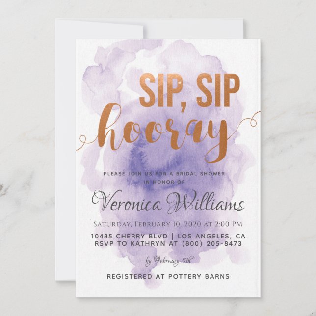 Sip Sip Hooray Bridal Dusche Einladung (Vorderseite)