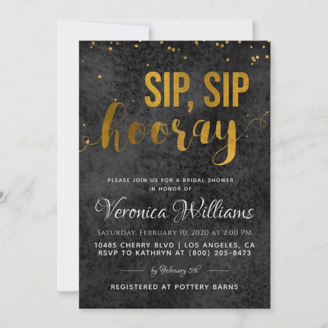 Sip Sip Hooray Bridal Dusche Einladung (Vorderseite)