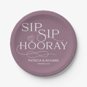 Sip-Sip-Hooray-Engagement Partei Lila Pappteller