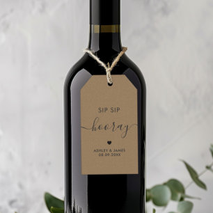 Sip Sip Hooray Etiketten, Hochzeitsgeschenk Etiket Geschenkanhänger
