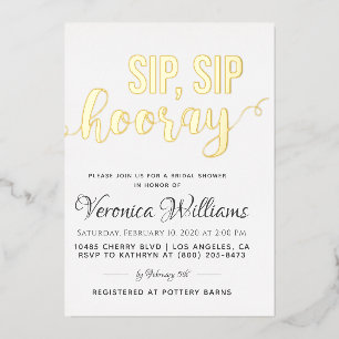 Sip Sip Hooray Fête des mariées Foil Invitation