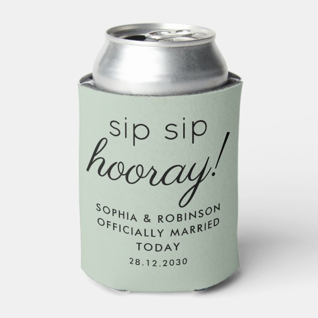 Sip Sip Hooray Gastgeschenk Hochzeit Sage Green Fu Dosenkühler (Kanne Vorderseite)