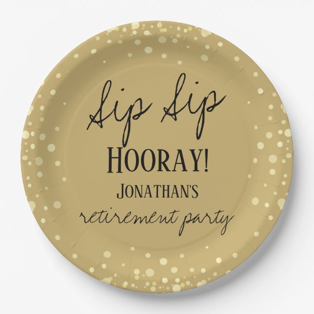 Sip Sip Hooray Herzlichen Glückwunsch Ruhestandspa Pappteller (Vorderseite)