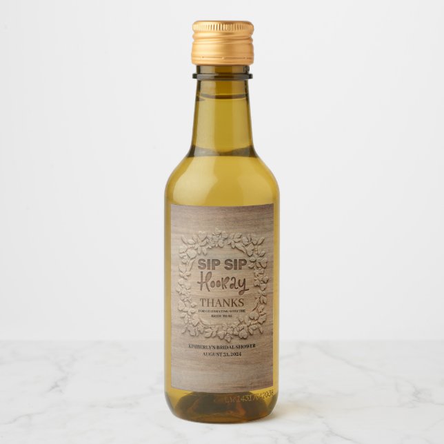 Sip Sip Hooray Hochzeit oder Brautparty Weinetikett (Vorderseite)