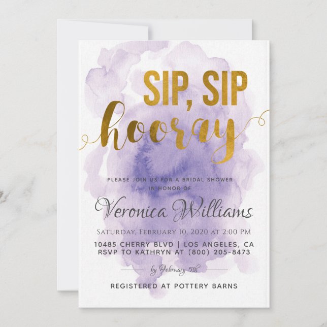 Sip Sip Hooray Invitation de la douche nuptiale (Devant)