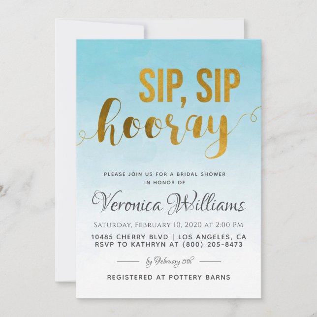 Sip Sip Hooray Invitation de la douche nuptiale (Devant)
