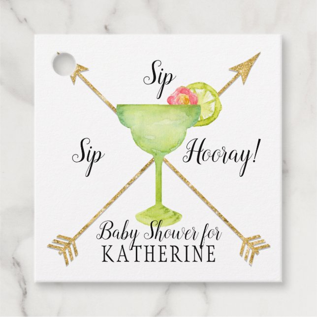 Sip Sip Hooray Margarita Arrows Boy Baby Dusche Geschenkanhänger (Vorderseite)