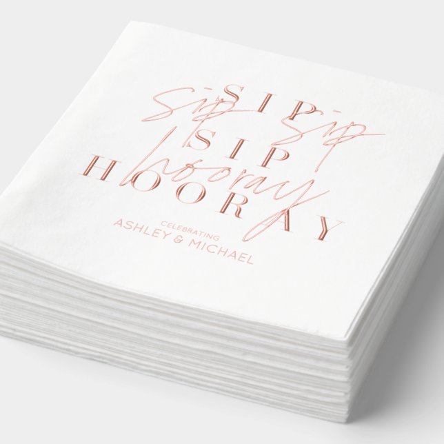 Sip Sip Hooray Modern Engagement Party Rose Gold (Détail)