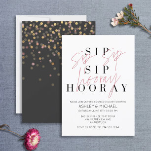 Sip Sip Hooray Modernes Schwarz-weißes Brautparty Einladung