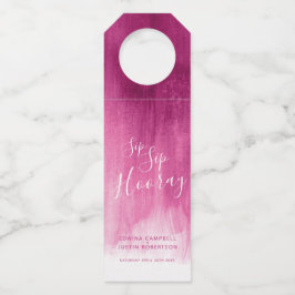 Sip Sip Hooray personalisierte Hochzeit abstrakt r Flaschenanhänger