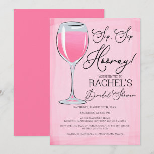 Sip Sip Hooray Pink Brautparty Einladung