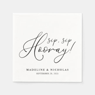 Sip Sip Hooray Schwarz-Weiß Moderne Hochzeit Serviette